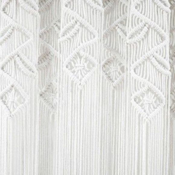 84"x40" Boho Macrame Leaf Cotton Window Curtain Panel White - Lush Décor - Picture 4 of 5